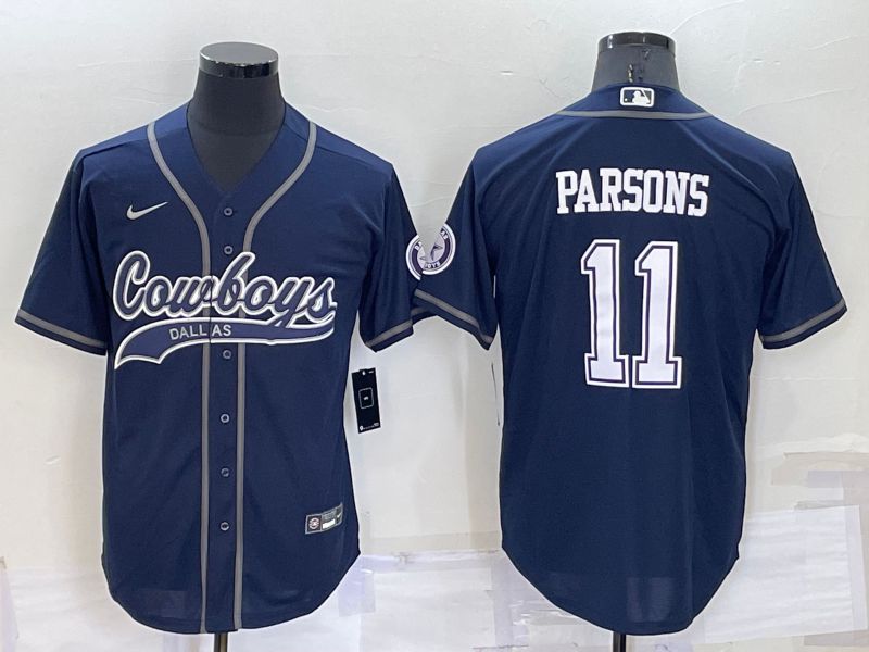 Men Dallas Cowboys #11 Parsons Blue Nike Co branded Jersey->dallas cowboys->NFL Jersey